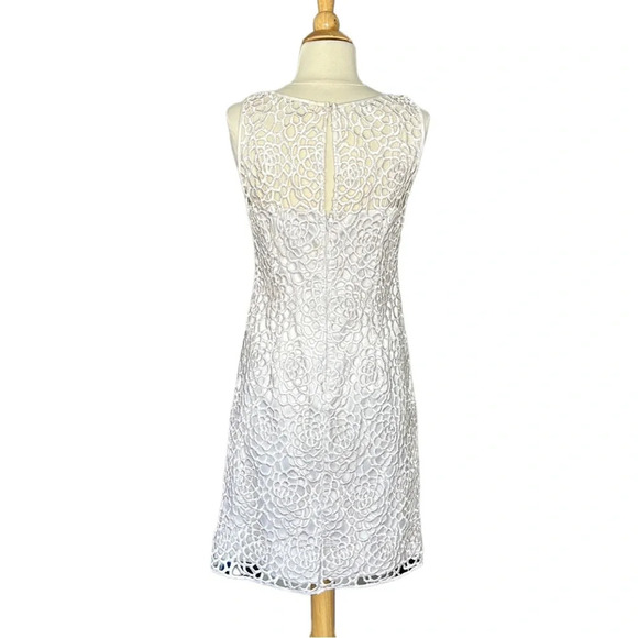 ADRIANNA PAPELL Evening White Crochet Lace Overlay Dress Occasion Party Size 6 - Picture 7 of 16